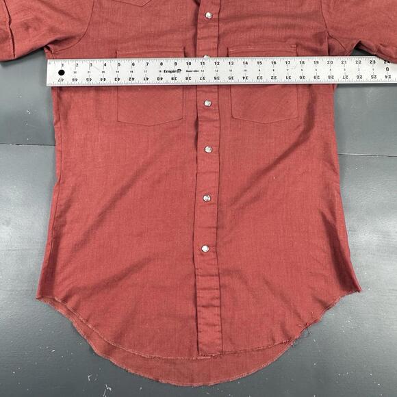 VTG Wrangler Shirt Men Medium Rust Burnt Orange Long Tail Pearl Snap 60s 70s EUC - Picture 4 of 6